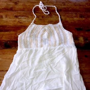 white crochet tank top with tie in the back